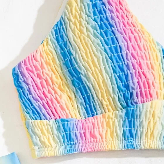 Pansexual Pride Pastel Stripe Smocked Bikini