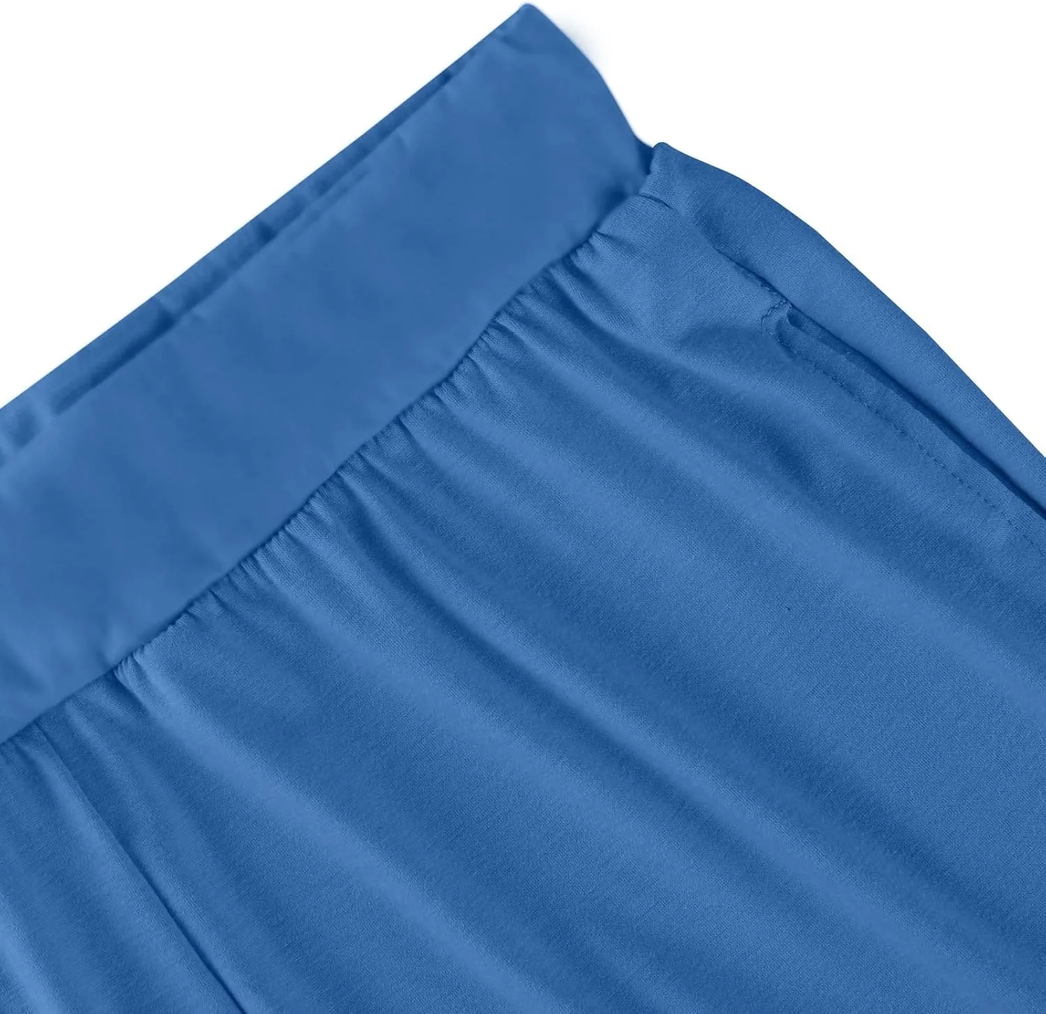 Pants for Women Plus Size Long Wide Leg High Waisted Pants Flowy Pleated Pull On Vacation Trousers with Pockets