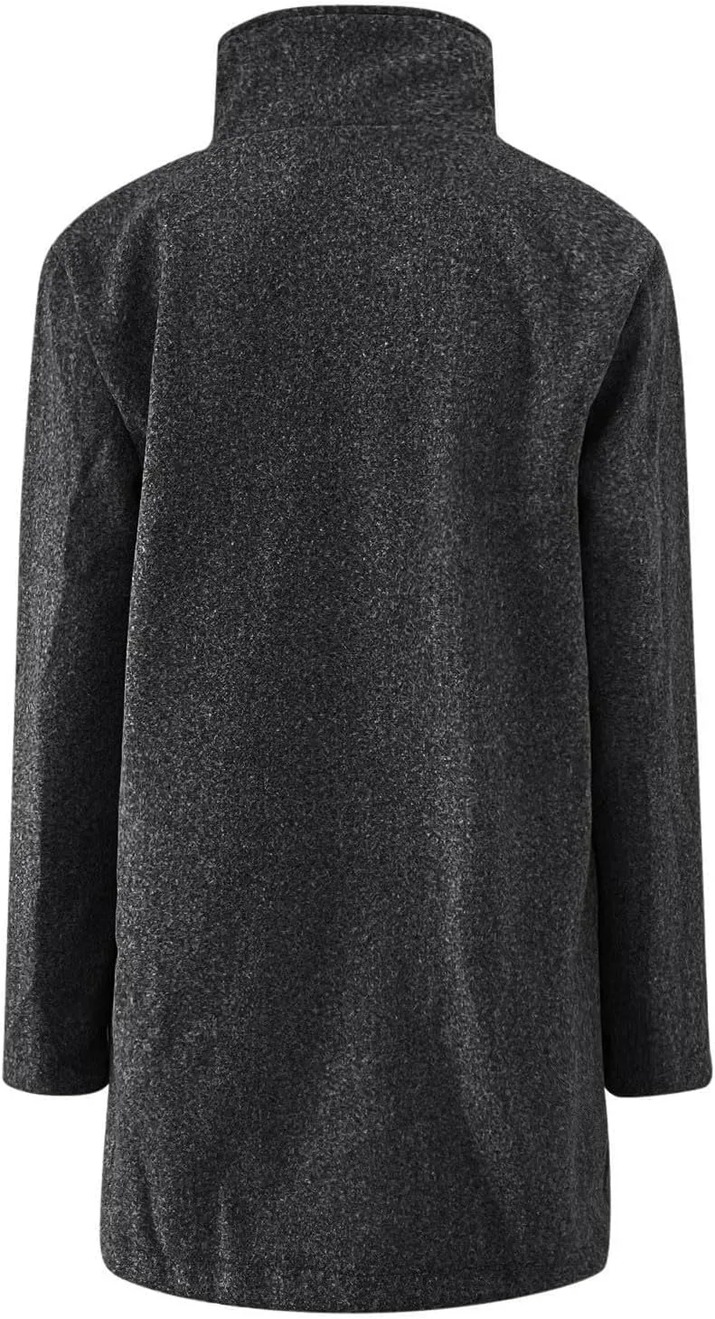 Pea Coats for Women Women Winter Long Wool Blend Peacoat Stand Collar Single Breast Thicken Blazer Jacket