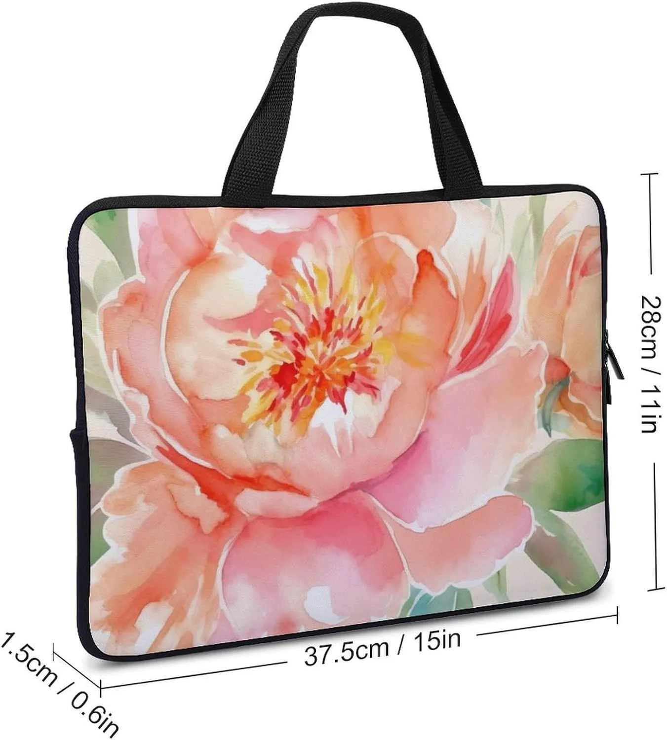 Peach Peony Laptop Bag Durable Laptop Sleeve Water-Resistant Notebook Bag for Computer Or Tablet