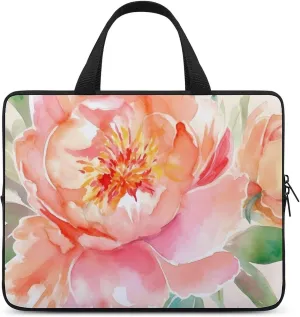 Peach Peony Laptop Bag Durable Laptop Sleeve Water-Resistant Notebook Bag for Computer Or Tablet