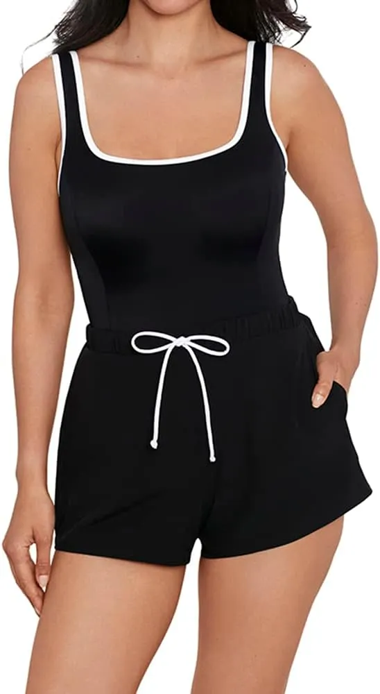 Penbrooke ShapeSolver Sport Women's Colorblock Sport Jogger Soft Cup One Piece Swimsuit
