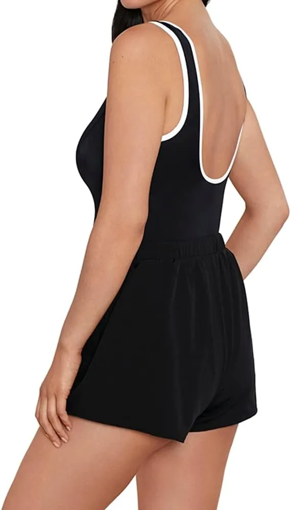 Penbrooke ShapeSolver Sport Women's Colorblock Sport Jogger Soft Cup One Piece Swimsuit