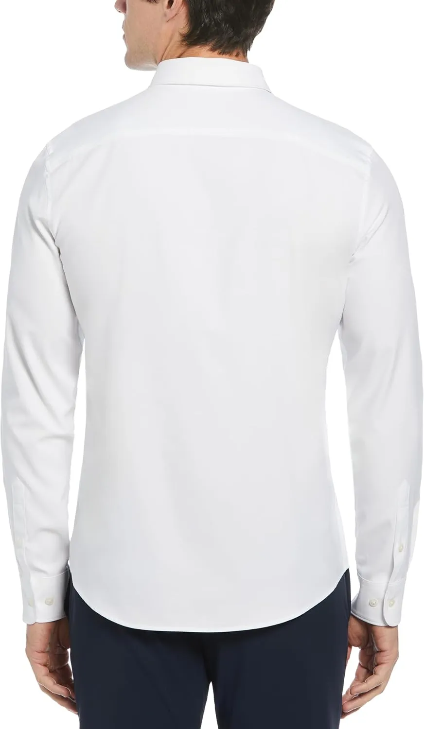 Perry Ellis Men's Solid Long Sleeve Dress Shirt, Slim Fit, Point Collar, Lightweight Stretch Fabric