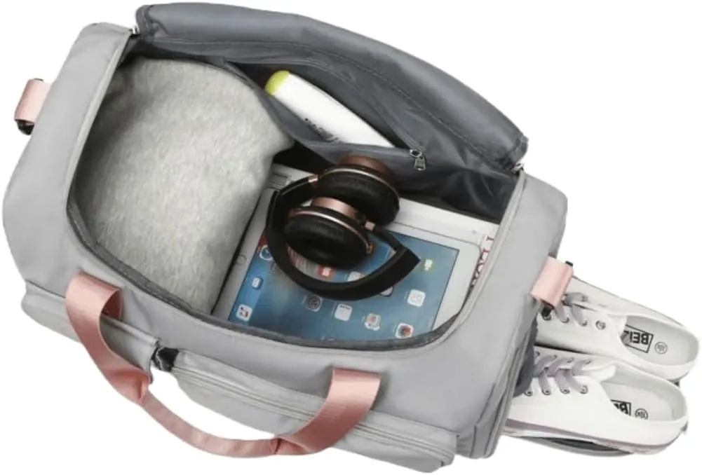 Personalized Sports Bag - Custom Gym Bag, Cheer Bag, Weekender Bag, Duffle Bags Personalized for Men, Women - Personalized Duffel Bag with Name (Grey)