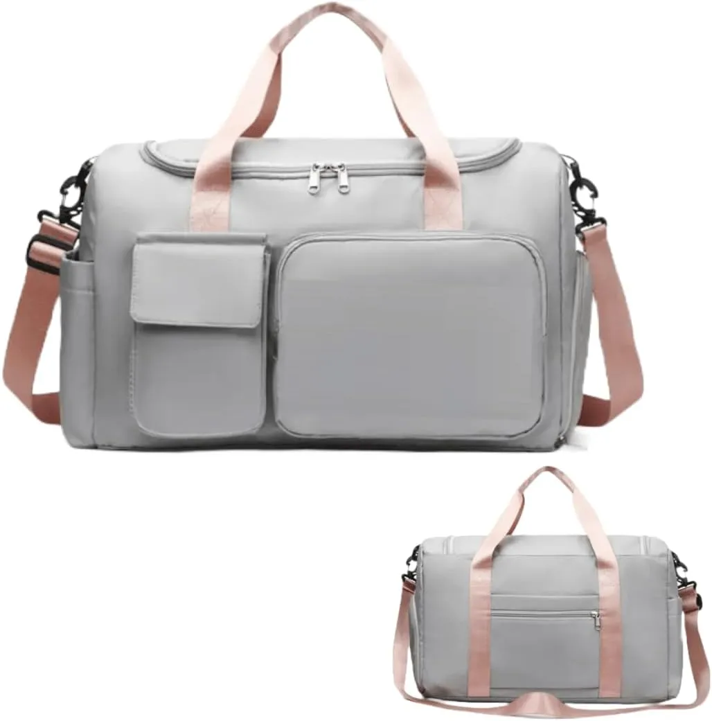 Personalized Sports Bag - Custom Gym Bag, Cheer Bag, Weekender Bag, Duffle Bags Personalized for Men, Women - Personalized Duffel Bag with Name (Grey)