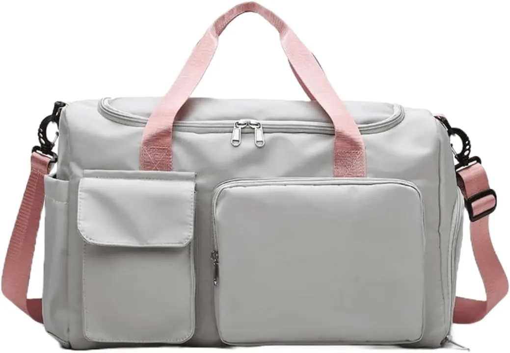 Personalized Sports Bag - Custom Gym Bag, Cheer Bag, Weekender Bag, Duffle Bags Personalized for Men, Women - Personalized Duffel Bag with Name (Grey)