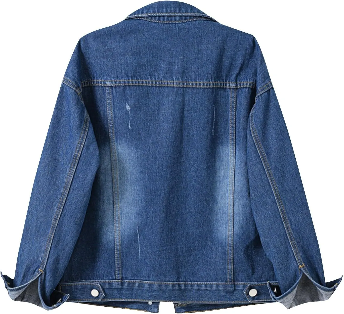 PETYCZEN Womens Jean Jacket Classic Fit Long Sleeve Cropped Denim Jacket Lapel Button Down Boyfriend Jean Jackets Fall Coats