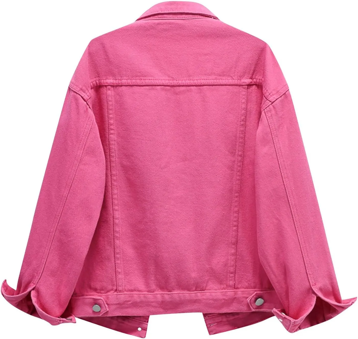 PETYCZEN Womens Jean Jacket Classic Fit Long Sleeve Cropped Denim Jacket Lapel Button Down Boyfriend Jean Jackets Fall Coats