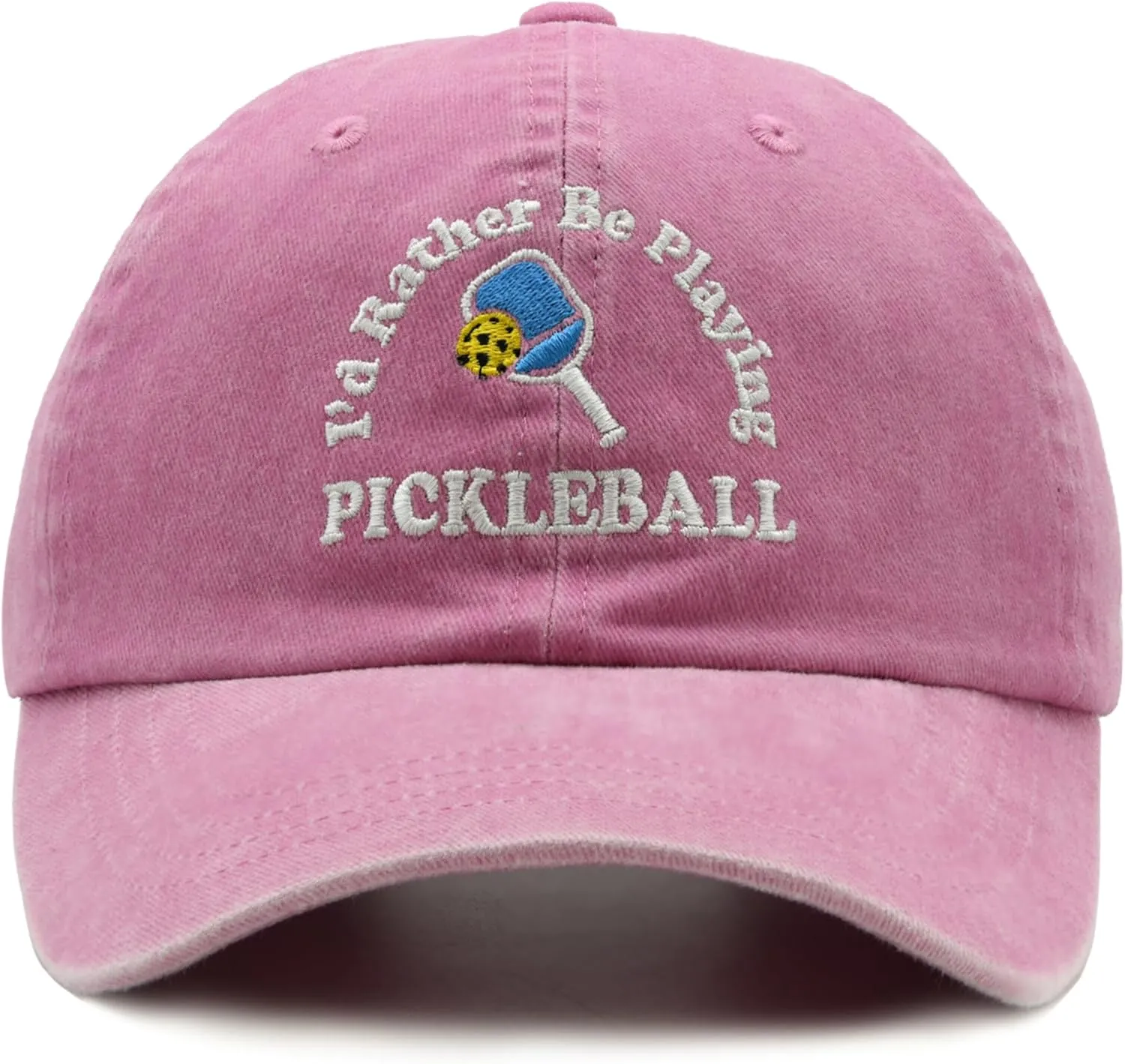 Pickleball Hat, I'd Rather Be Playing Pickleball Baseball Cap, Adjustable Washed Baseball Cap for Men Women