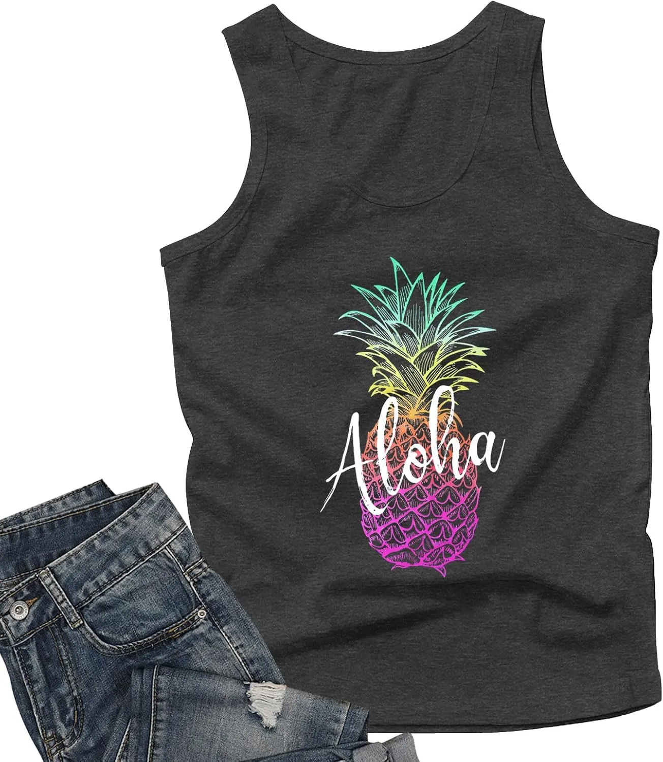 Pineapple Tank Tops for Womens Funny Sunglasses Graphic Shirts Women Summer Tops