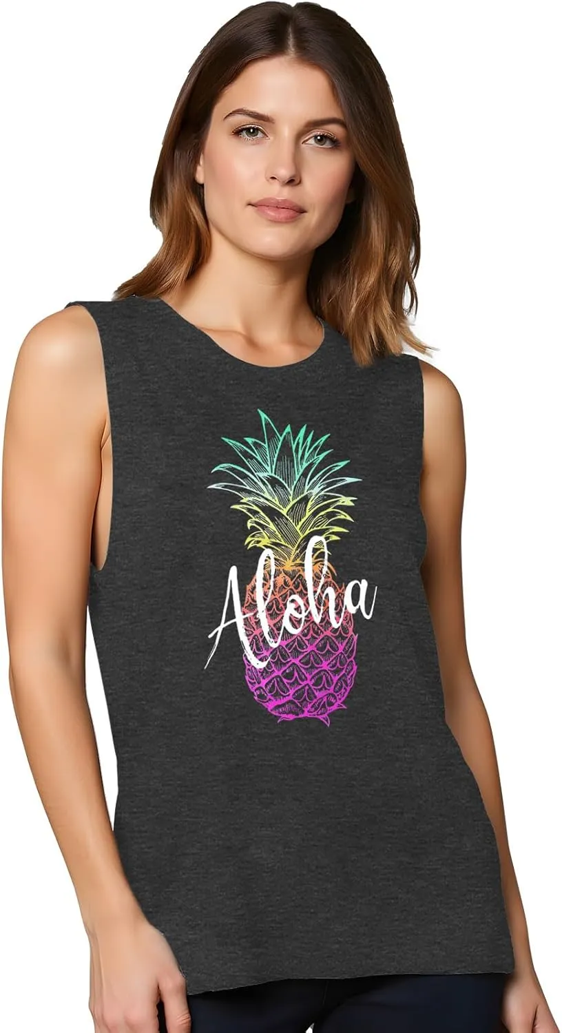 Pineapple Tank Tops for Womens Funny Sunglasses Graphic Shirts Women Summer Tops