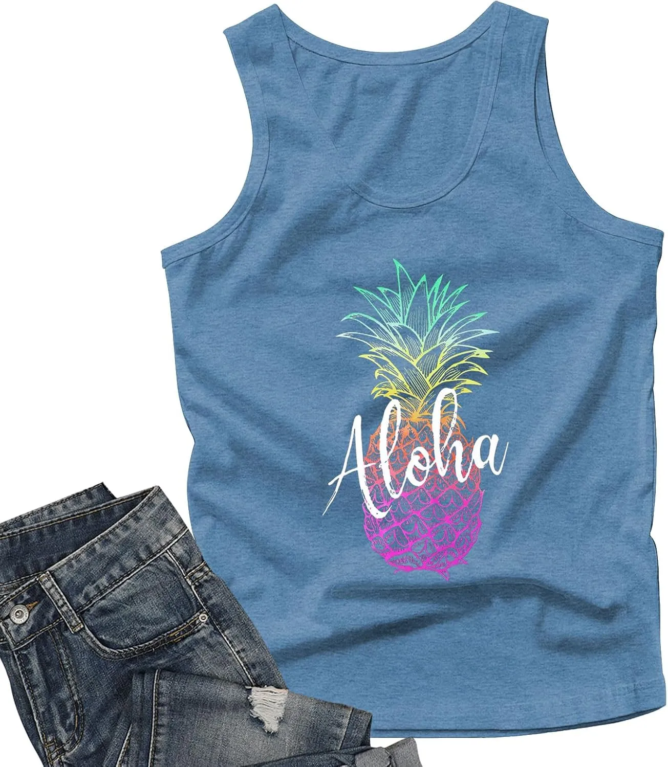 Pineapple Tank Tops for Womens Funny Sunglasses Graphic Shirts Women Summer Tops