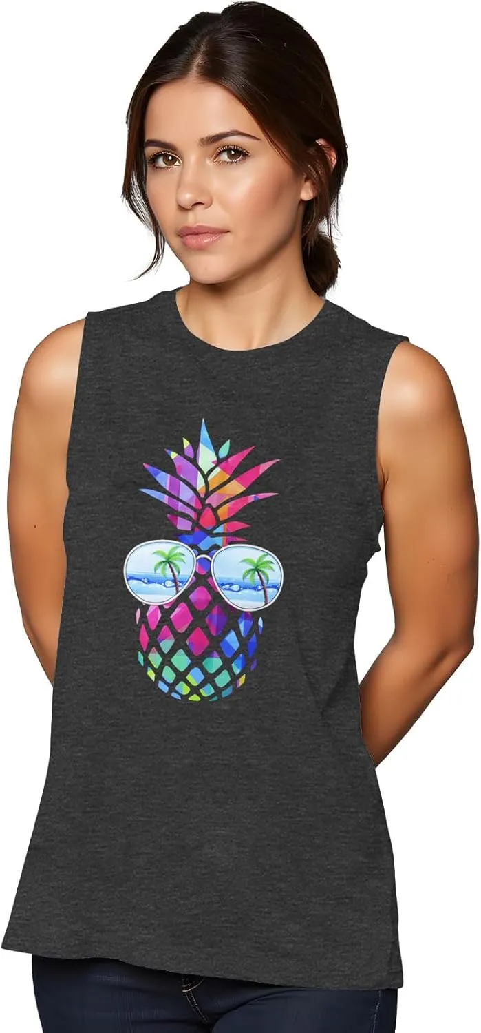 Pineapple Tank Tops for Womens Funny Sunglasses Graphic Shirts Women Summer Tops