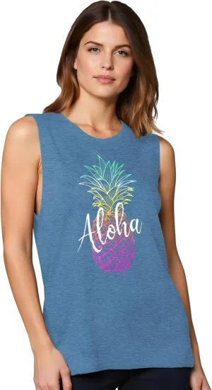 Pineapple Tank Tops for Womens Funny Sunglasses Graphic Shirts Women Summer Tops
