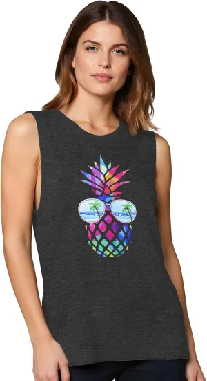Pineapple Tank Tops for Womens Funny Sunglasses Graphic Shirts Women Summer Tops
