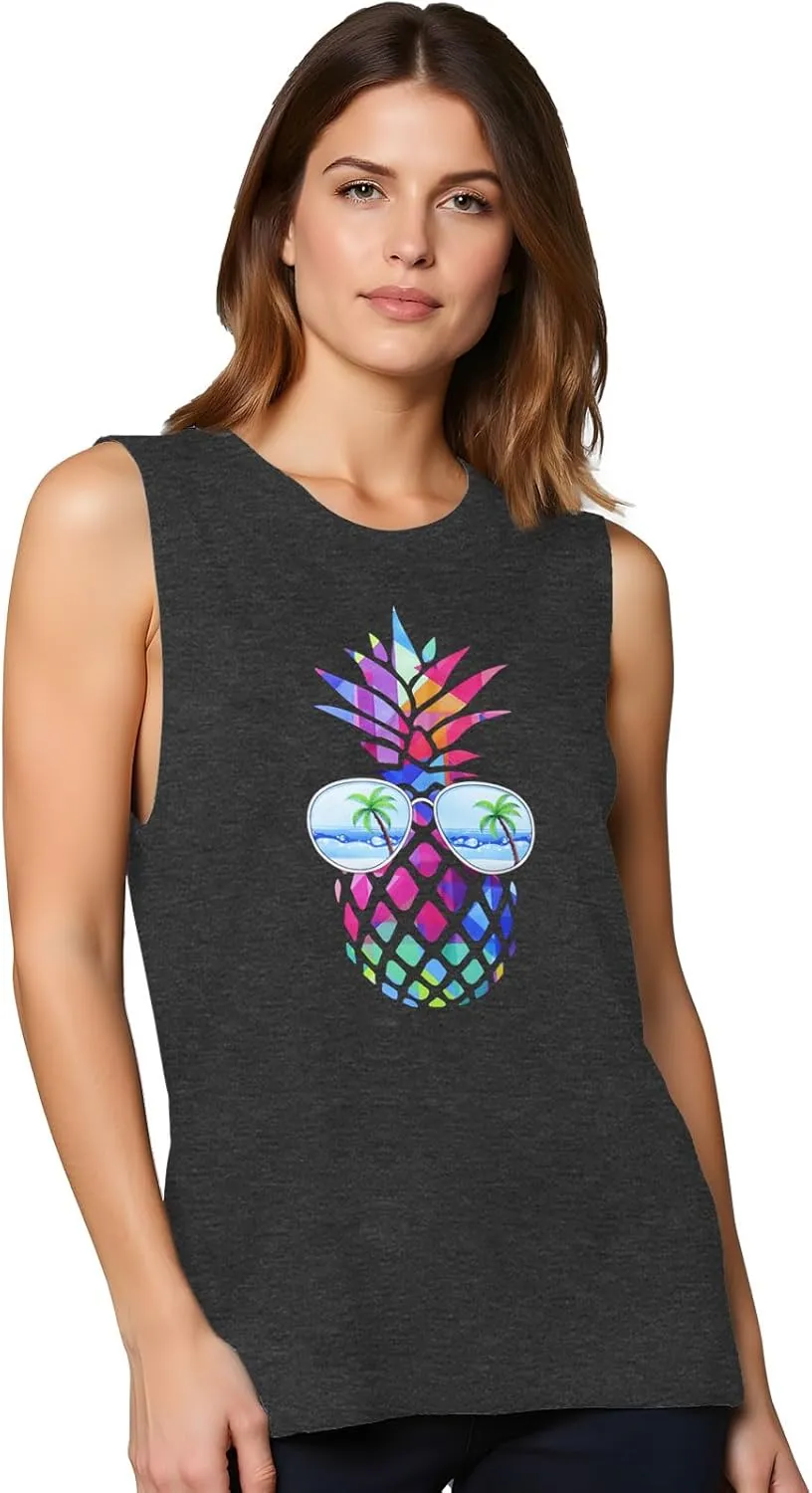 Pineapple Tank Tops for Womens Funny Sunglasses Graphic Shirts Women Summer Tops
