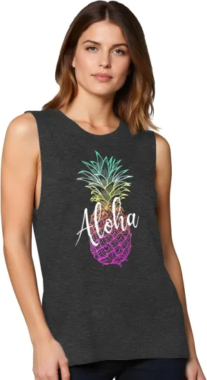 Pineapple Tank Tops for Womens Funny Sunglasses Graphic Shirts Women Summer Tops