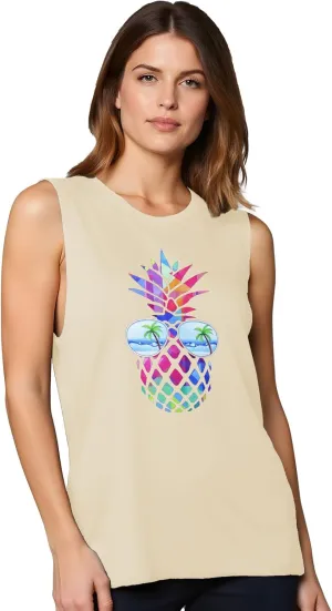 Pineapple Tank Tops for Womens Funny Sunglasses Graphic Shirts Women Summer Tops