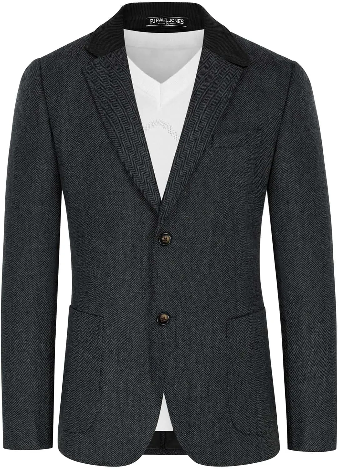 PJ PAUL JONES Mens Herringbone Blazer Vintage Tweed Wool Blend Sport Coat Jacket