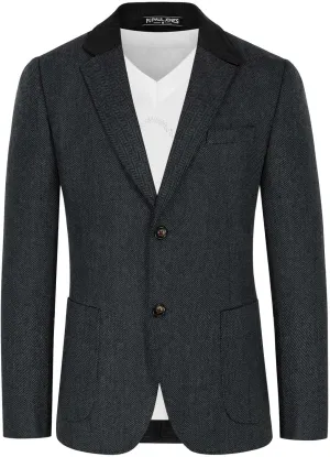 PJ PAUL JONES Mens Herringbone Blazer Vintage Tweed Wool Blend Sport Coat Jacket