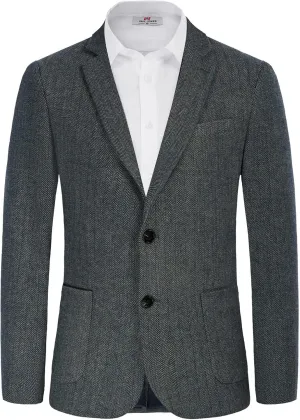 PJ PAUL JONES Men's Herringbone Tweed Blazer British Wool Blend Sport Coat Jacket