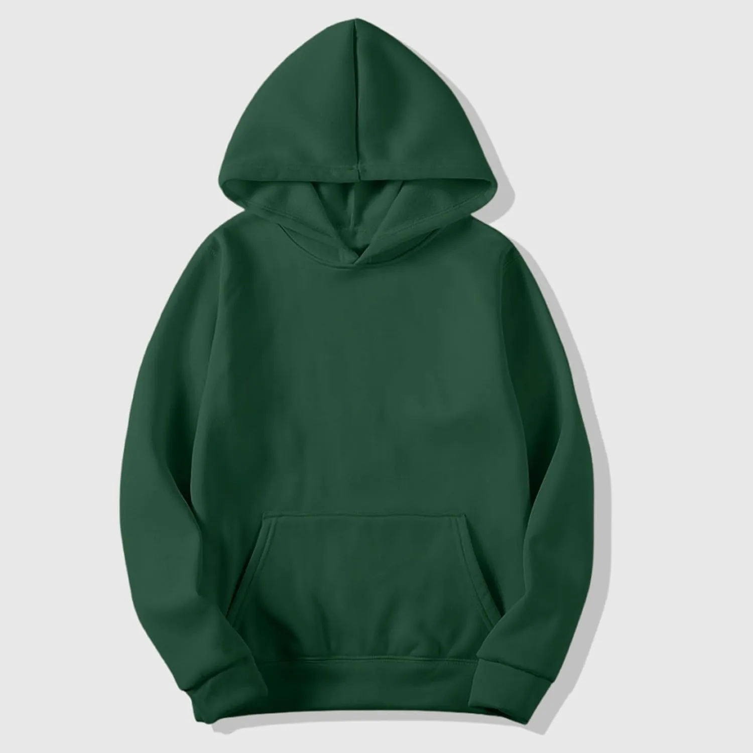 Plain Hoodie for Men Lightweight Fleece Lined Hooded Sweatshirt Casual Long Sleeve Crewneck Pullover Sweatshirt