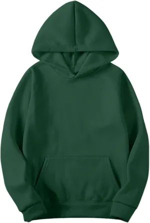 Plain Hoodie for Men Lightweight Fleece Lined Hooded Sweatshirt Casual Long Sleeve Crewneck Pullover Sweatshirt
