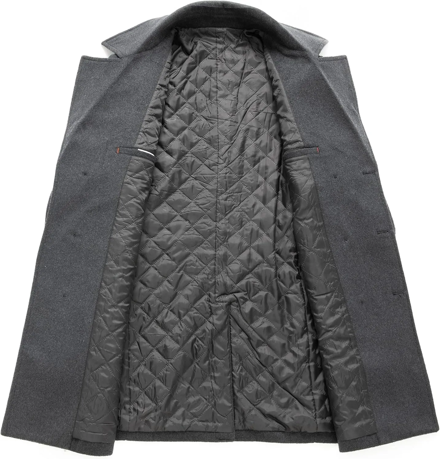 PRIJOUHE Mens Woolen Trench Coat Pea Coat Double Breasted Regular Fit Wool Blend coat Business Overcoat