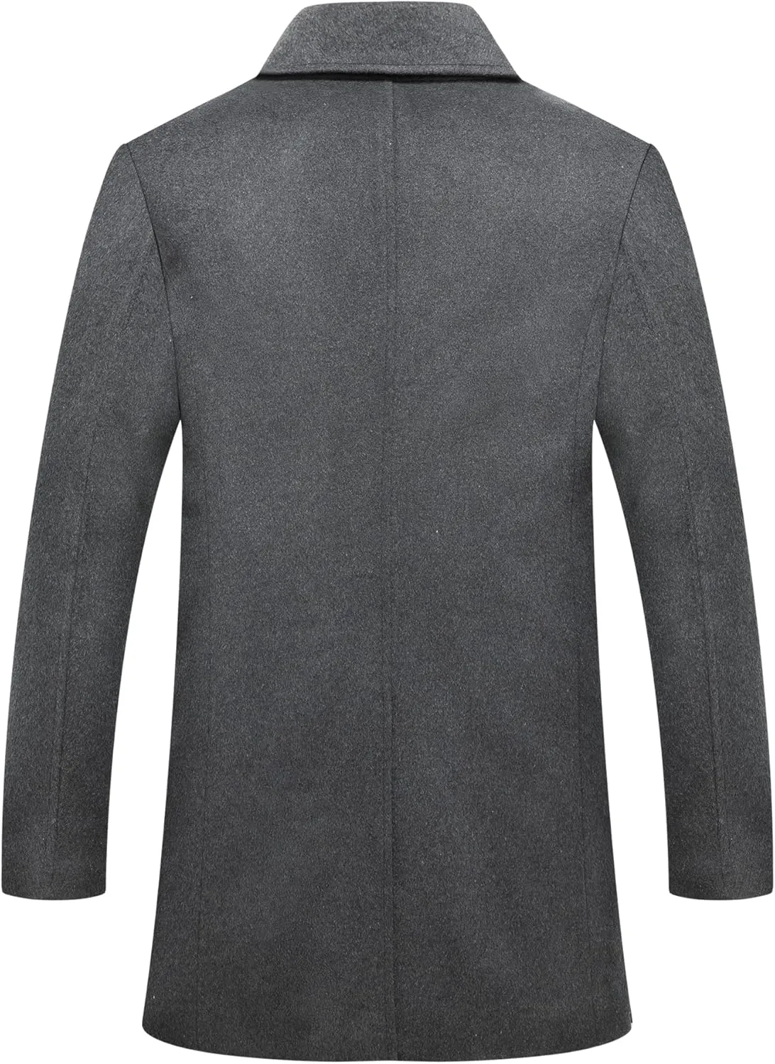 PRIJOUHE Mens Woolen Trench Coat Pea Coat Double Breasted Regular Fit Wool Blend coat Business Overcoat