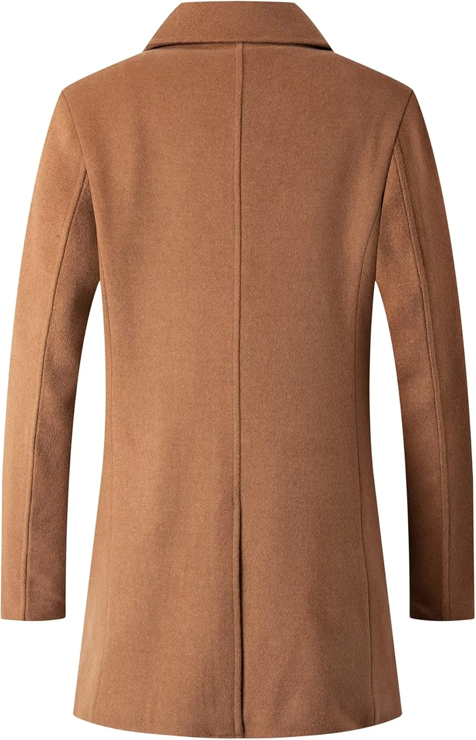 PRIJOUHE Mens Woolen Trench Coat Pea Coat Double Breasted Regular Fit Wool Blend coat Business Overcoat