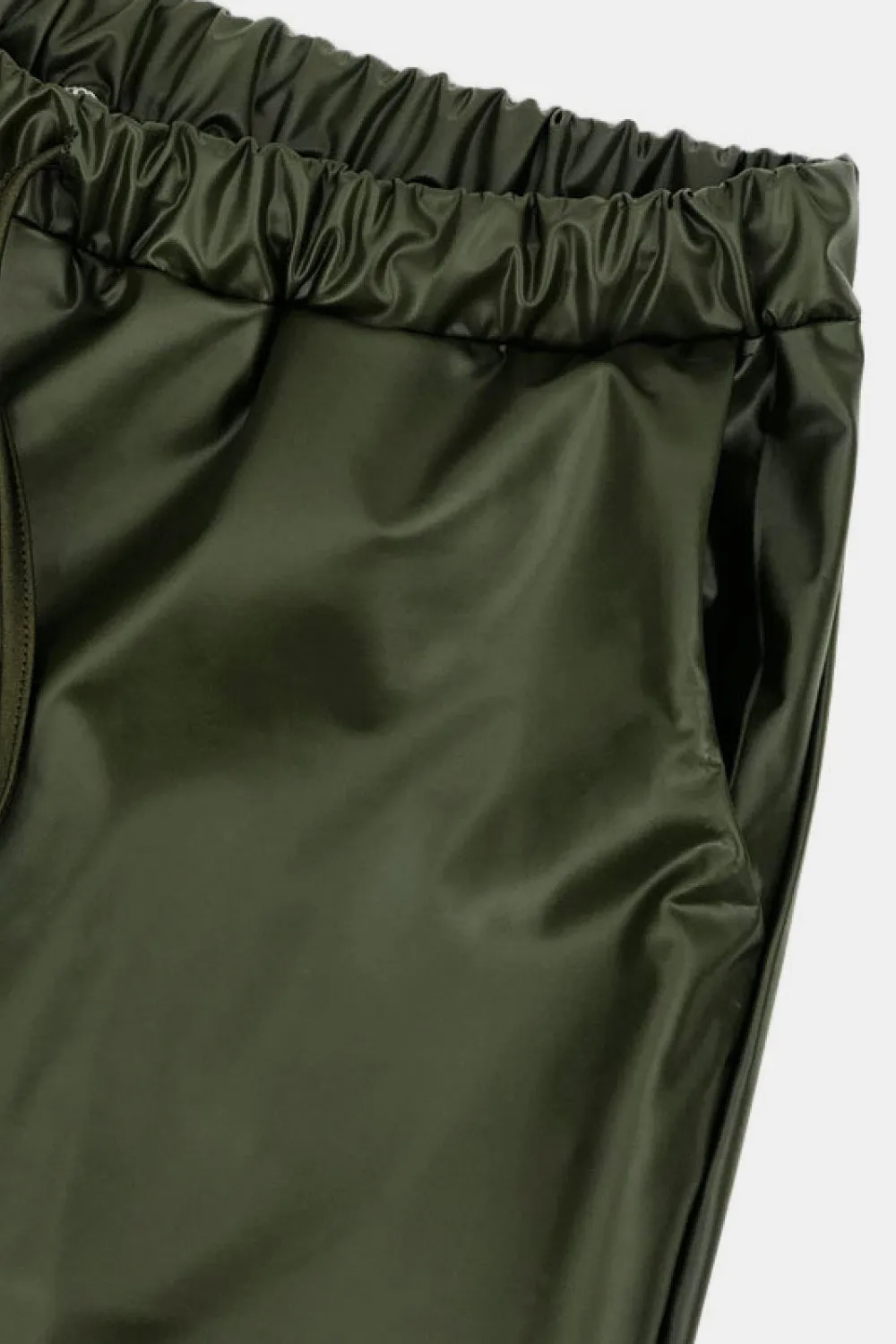 Puff Sleeve Spliced Top and Drawstring Waist Joggers Set
