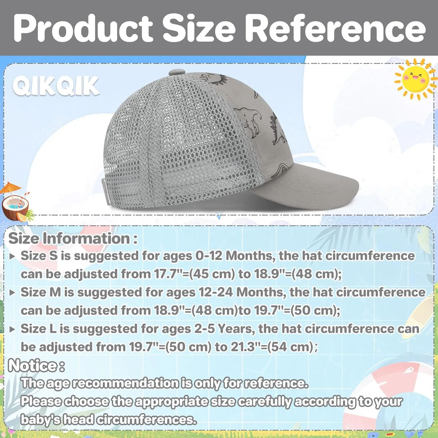 qikqik Baby Baseball Cap Toddler Baseball Hat Infant Ball Cap Newborn Hats Boys Girls Toddler Snapback Hat Kids Trucker Hats