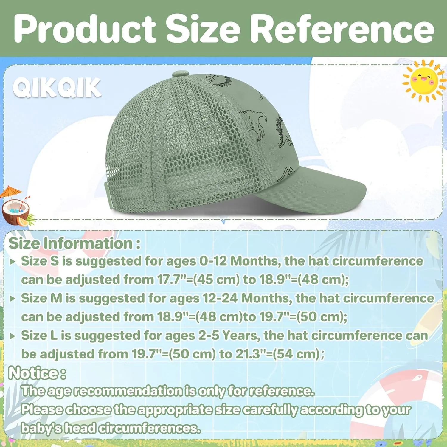 qikqik Baby Baseball Cap Toddler Baseball Hat Infant Ball Cap Newborn Hats Boys Girls Toddler Snapback Hat Kids Trucker Hats
