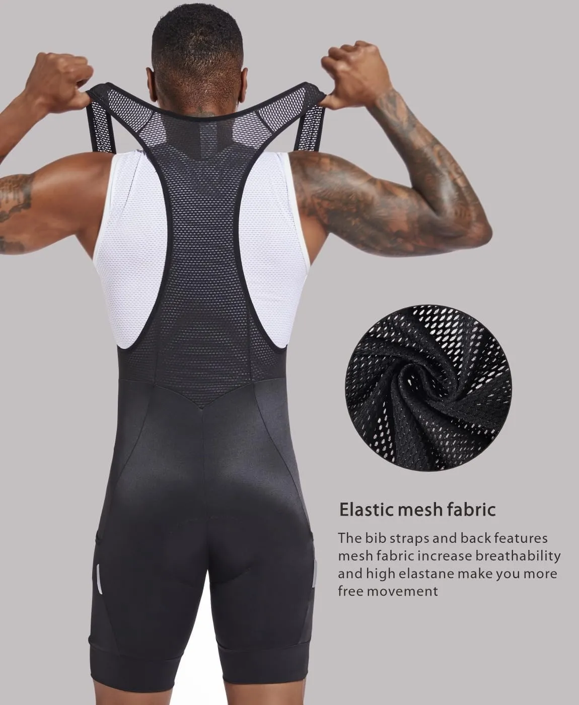 qualidyne Men's Cycling Bib Shorts 4D Padded Biking Bib Pants Biking Bicycle Shorts