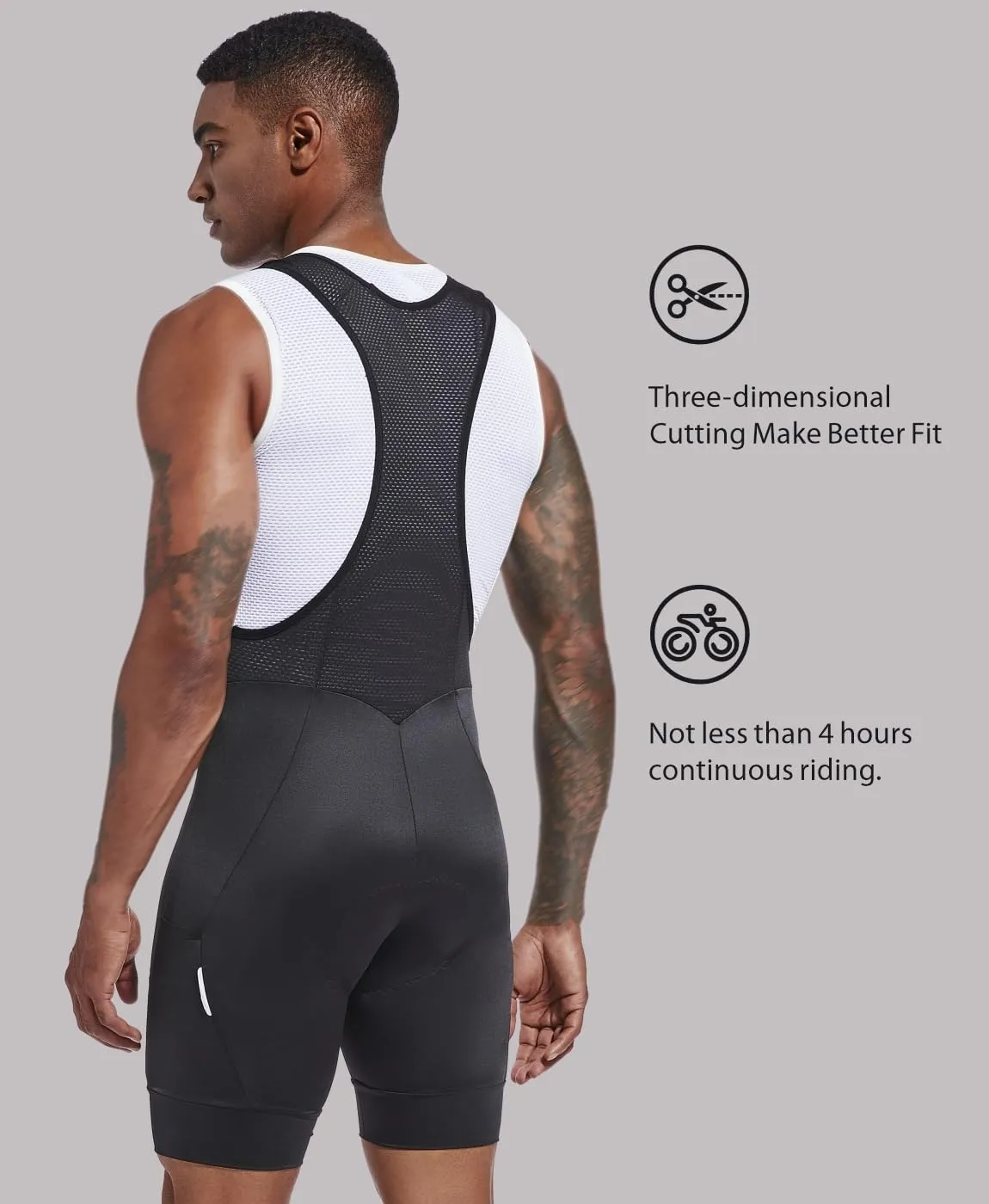 qualidyne Men's Cycling Bib Shorts 4D Padded Biking Bib Pants Biking Bicycle Shorts