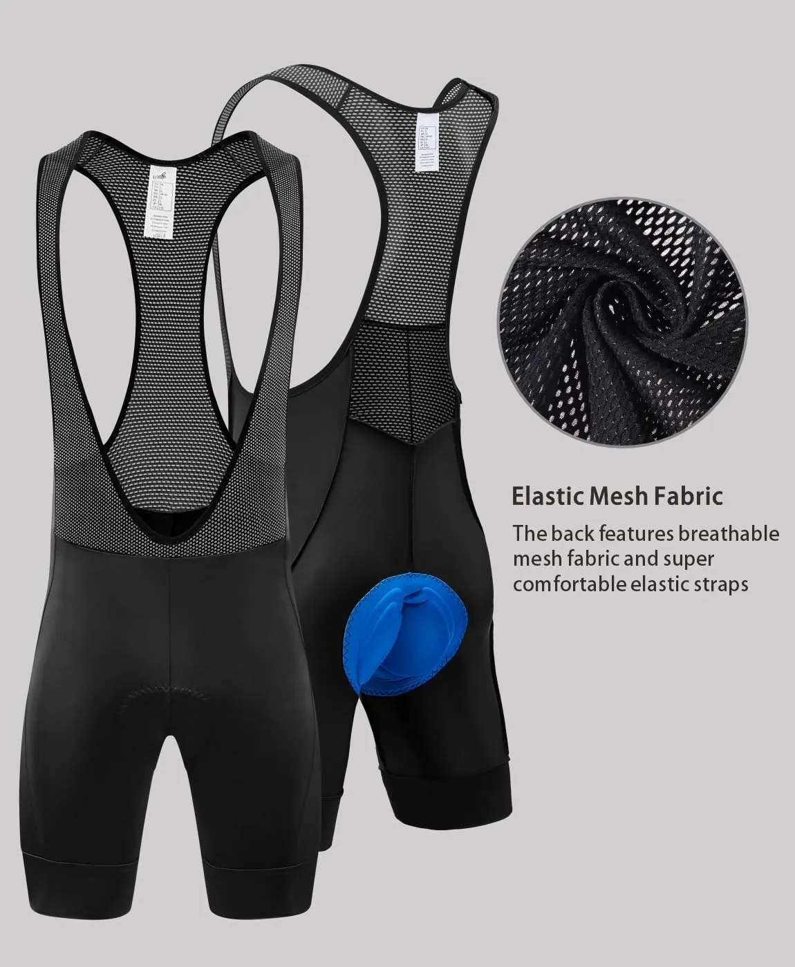 qualidyne Men's Cycling Bib Shorts 4D Padded Biking Bib Pants Biking Bicycle Shorts