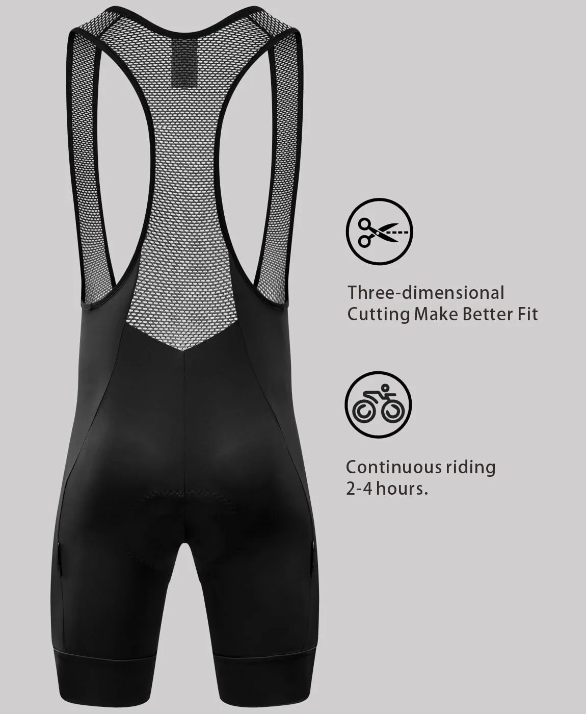 qualidyne Men's Cycling Bib Shorts 4D Padded Biking Bib Pants Biking Bicycle Shorts