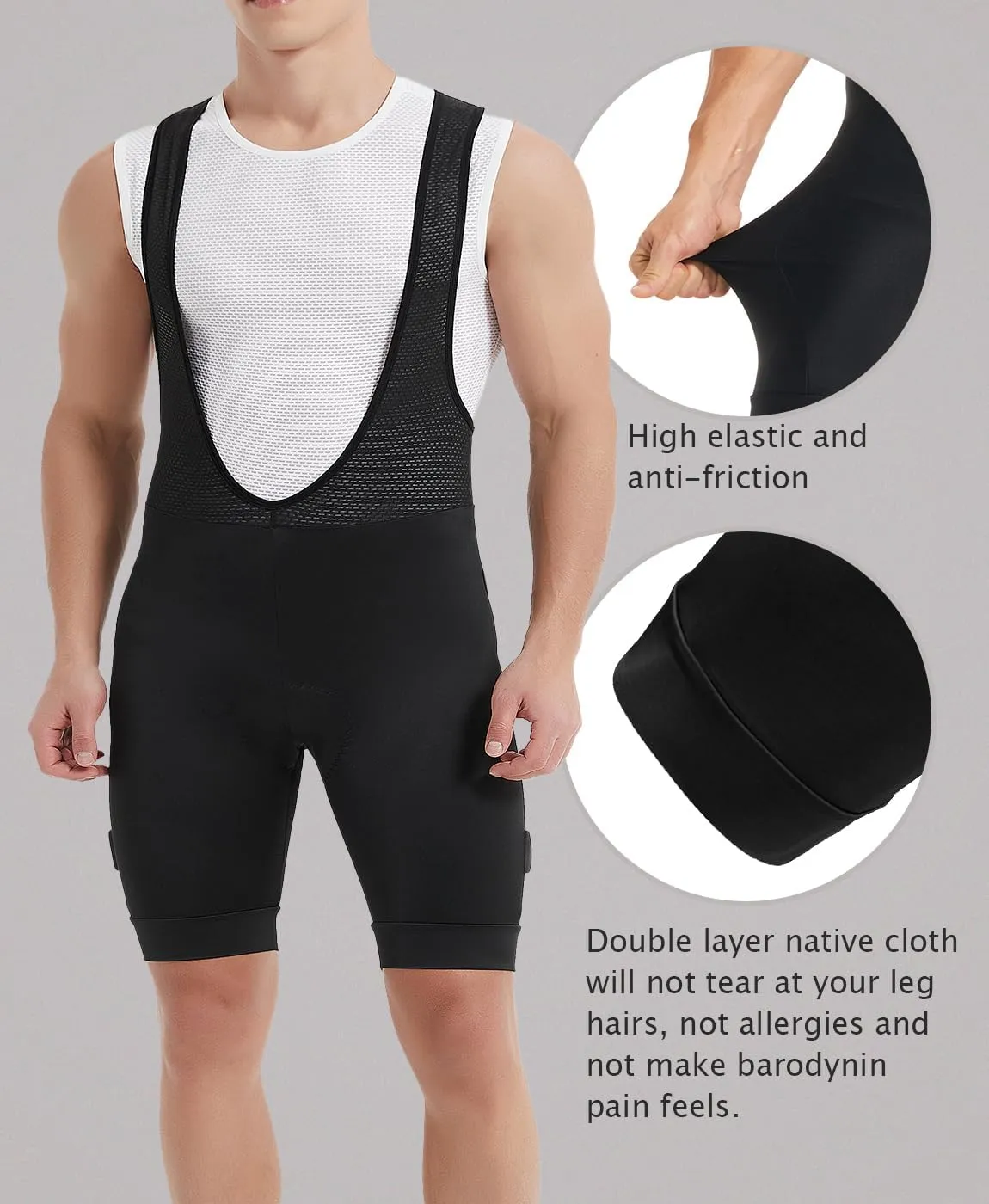 qualidyne Men's Cycling Bib Shorts 4D Padded Biking Bib Pants Biking Bicycle Shorts