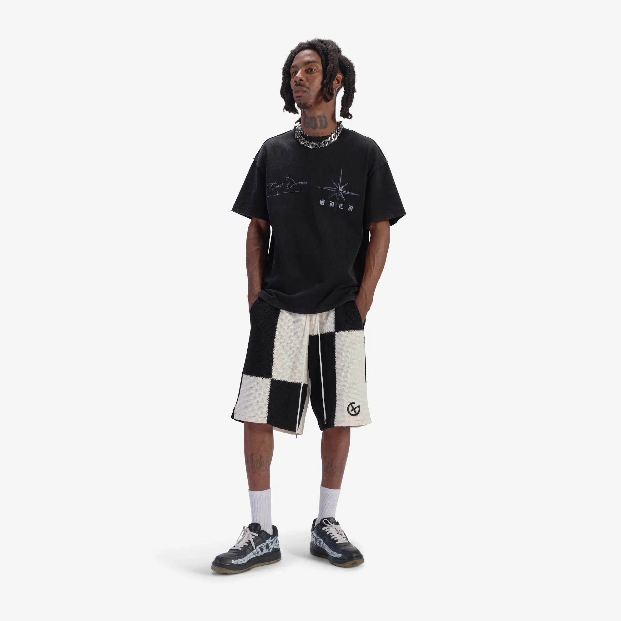 "Dopamine" Knitted Shorts (black/cream)
