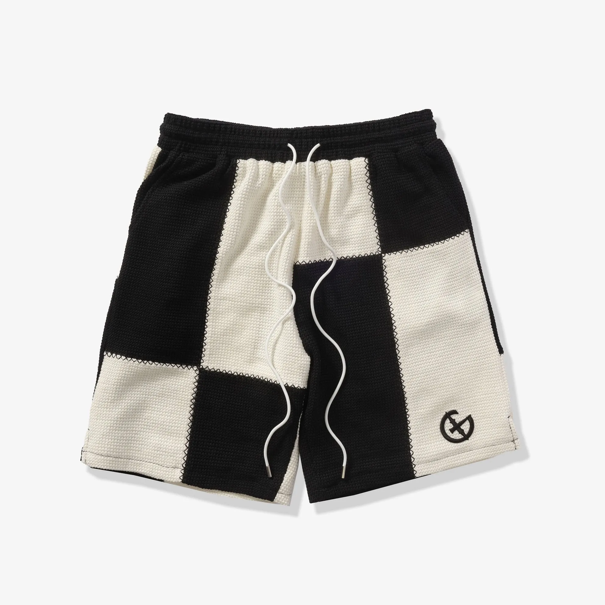 "Dopamine" Knitted Shorts (black/cream)