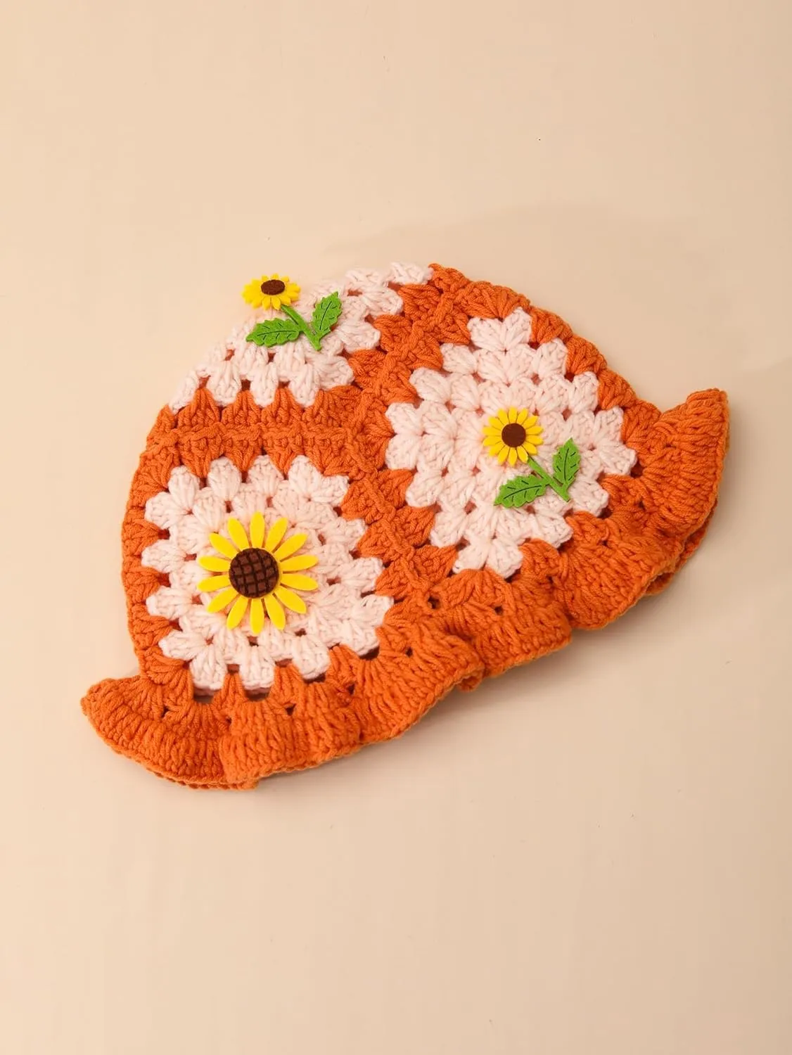 QWINEE Crochet Bucket Hat Colorblock Crochet Straw Hat Foldable Packable Knitted Fishing Hat Boho Daily Life Beach Hat