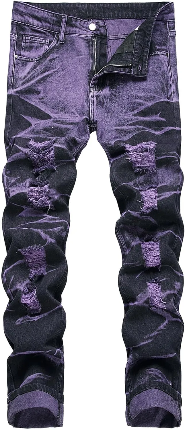 QZH.DUAO Men's Camo Denim Jeans
