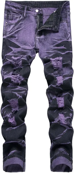 QZH.DUAO Men's Camo Denim Jeans