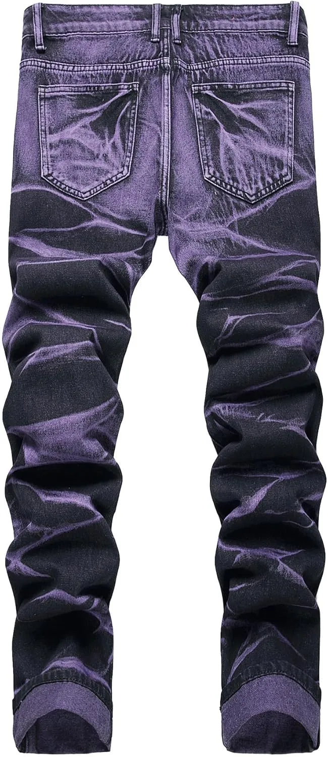 QZH.DUAO Men's Camo Denim Jeans