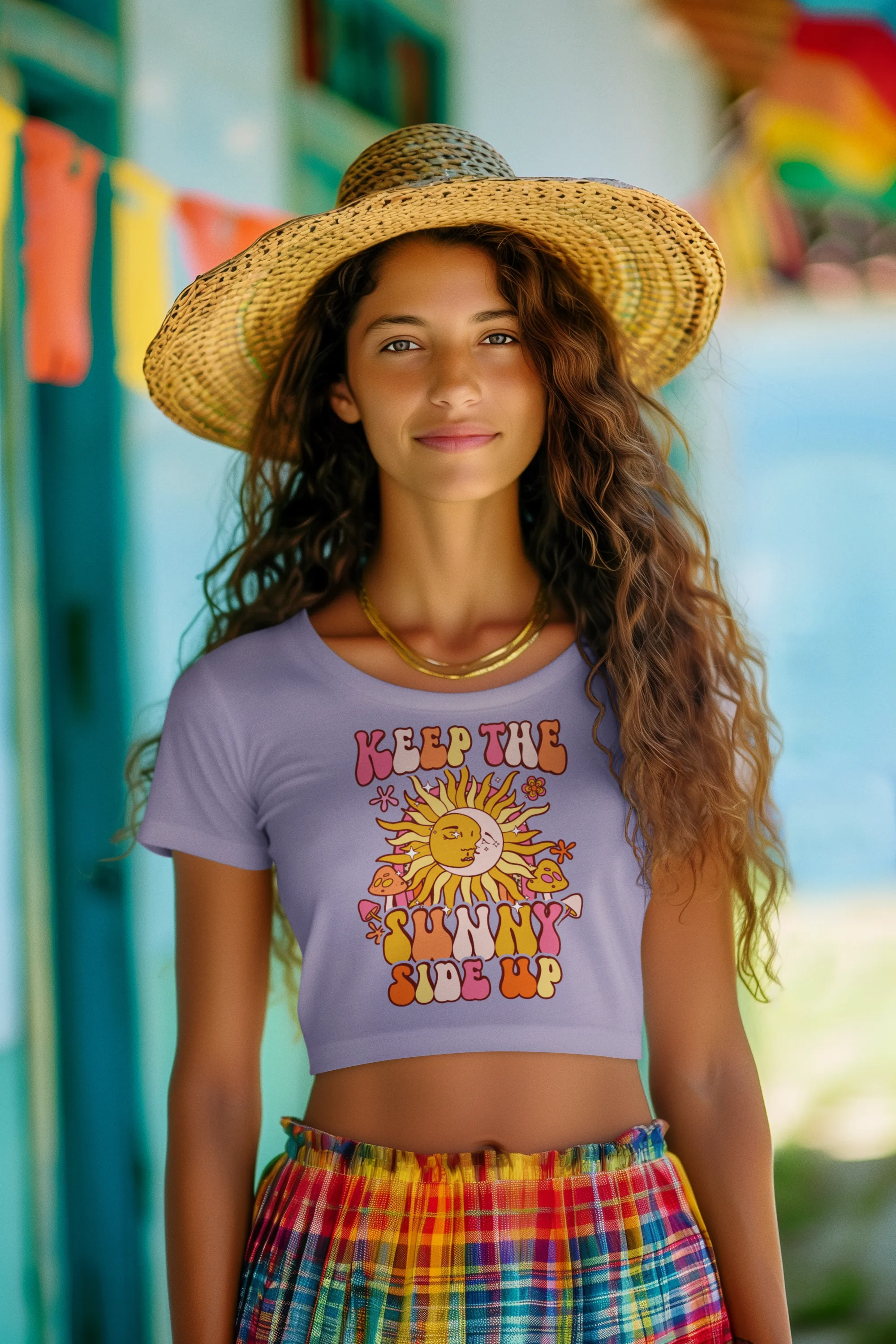 Radiate Positivity – Keep the Sunny Side Up Graphic Crop Top