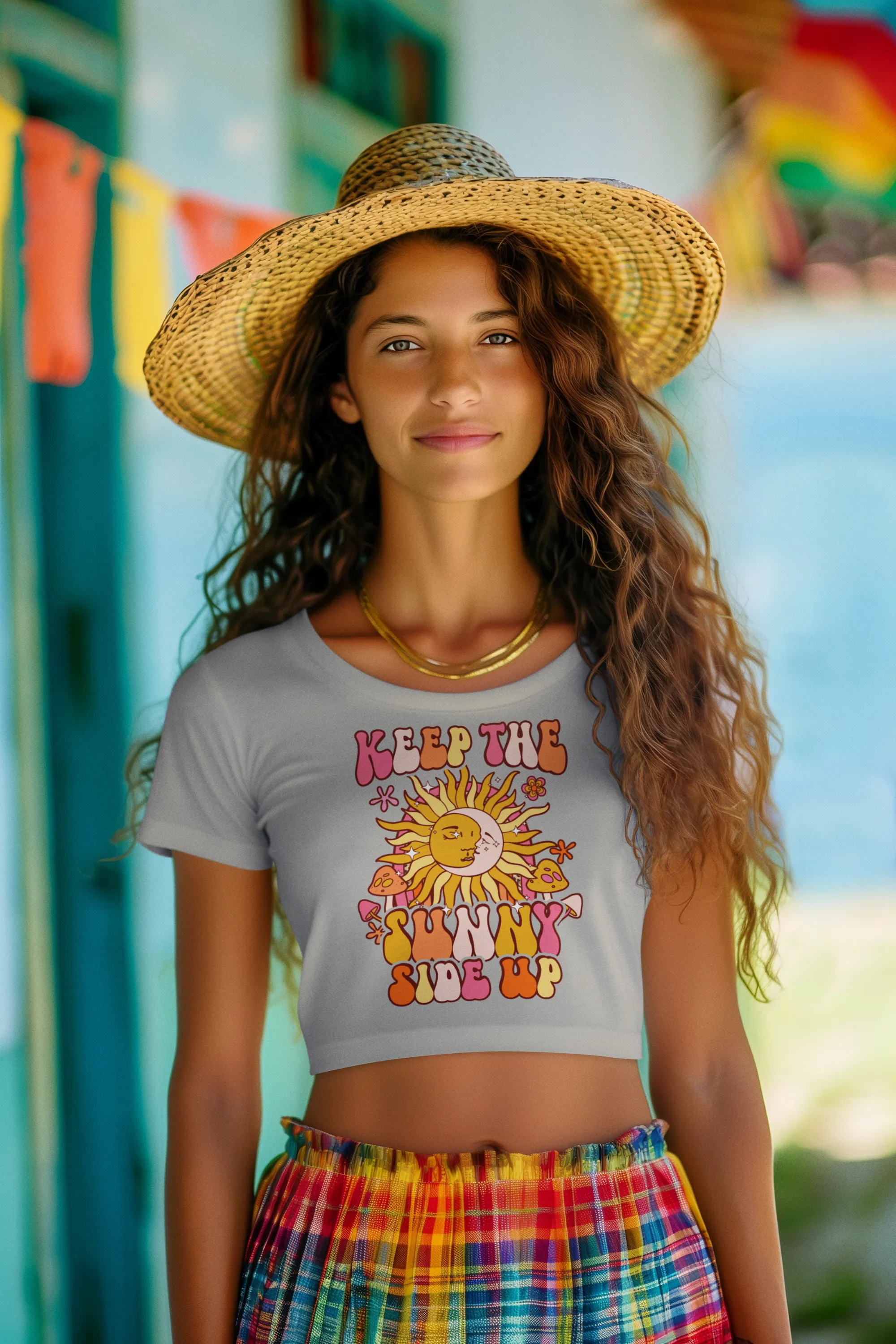 Radiate Positivity – Keep the Sunny Side Up Graphic Crop Top