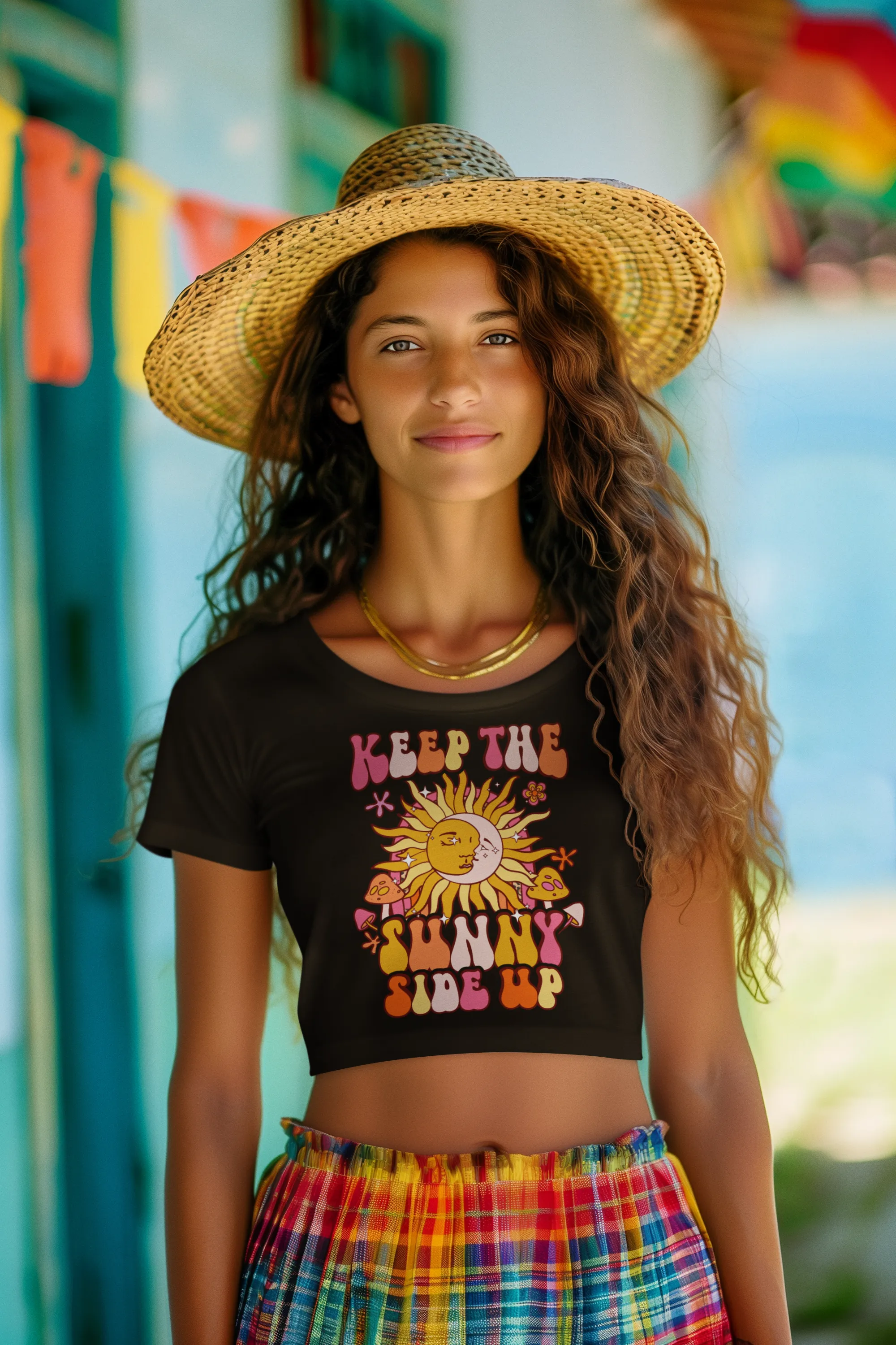 Radiate Positivity – Keep the Sunny Side Up Graphic Crop Top