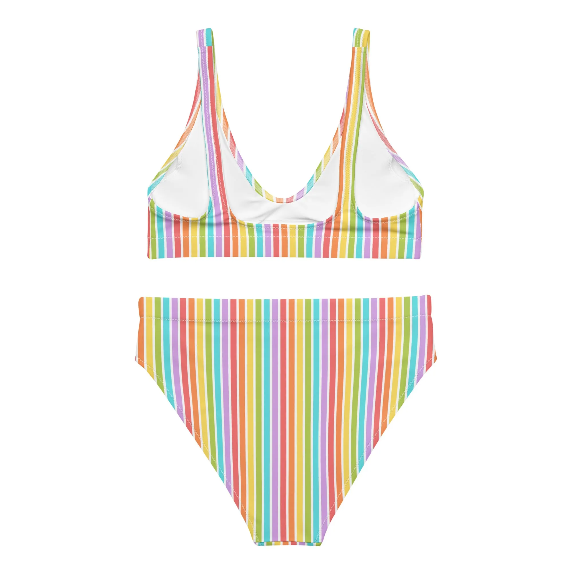 Rainbow Striped Athletic Bikini Top