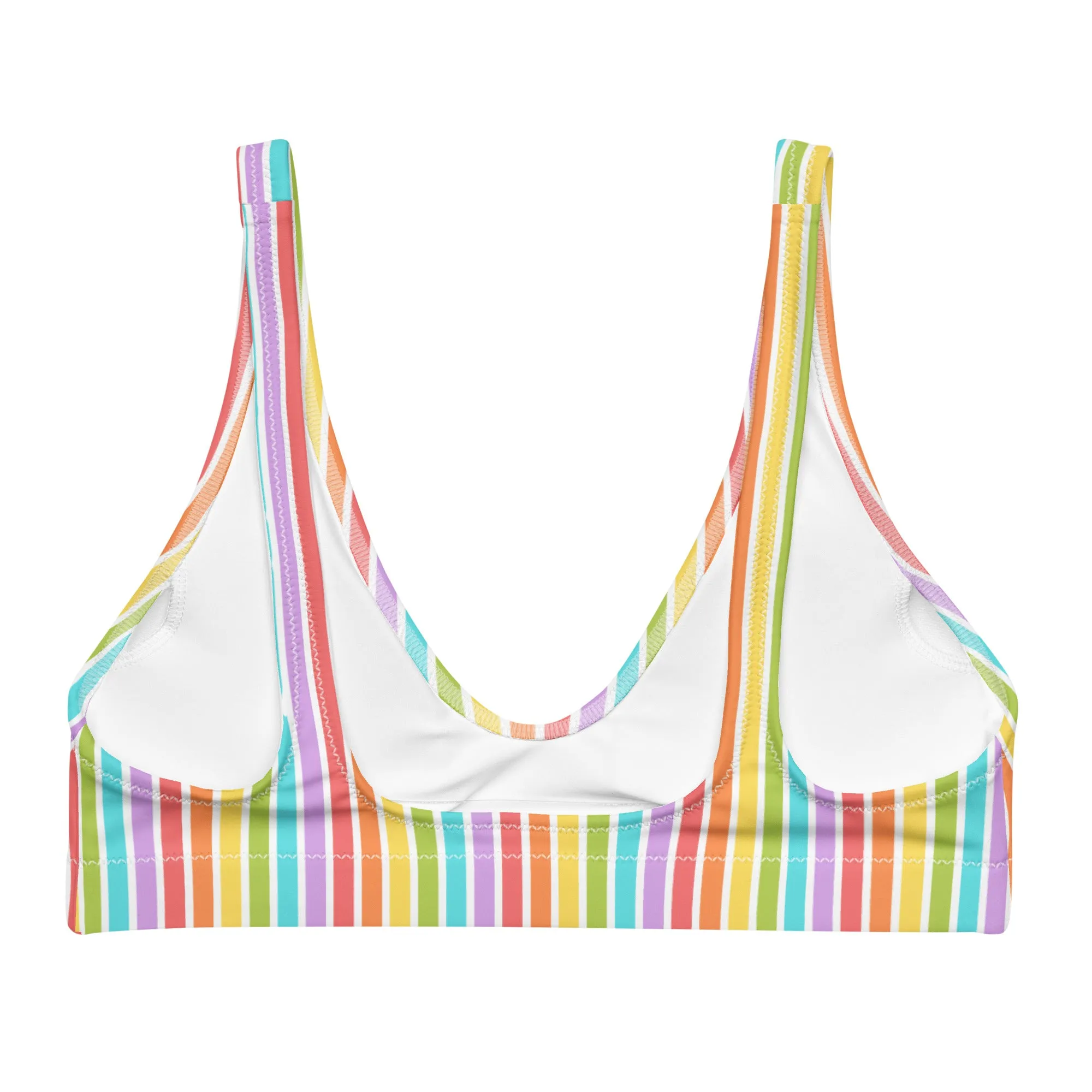 Rainbow Striped Athletic Bikini Top